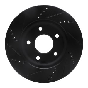 Dodge Caliber Brake Rotor (1) - Front Right - R1 Concepts - Drilled & Slotted - Black - `07-`17